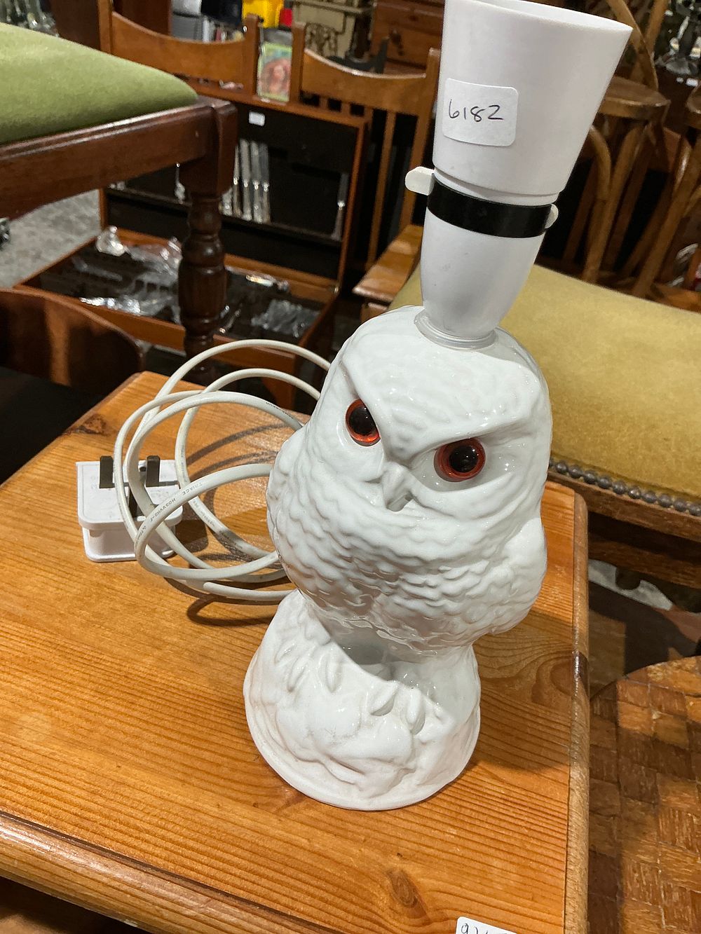 Lot 244: Poole Pottery White Glazed Owl Lamp Base