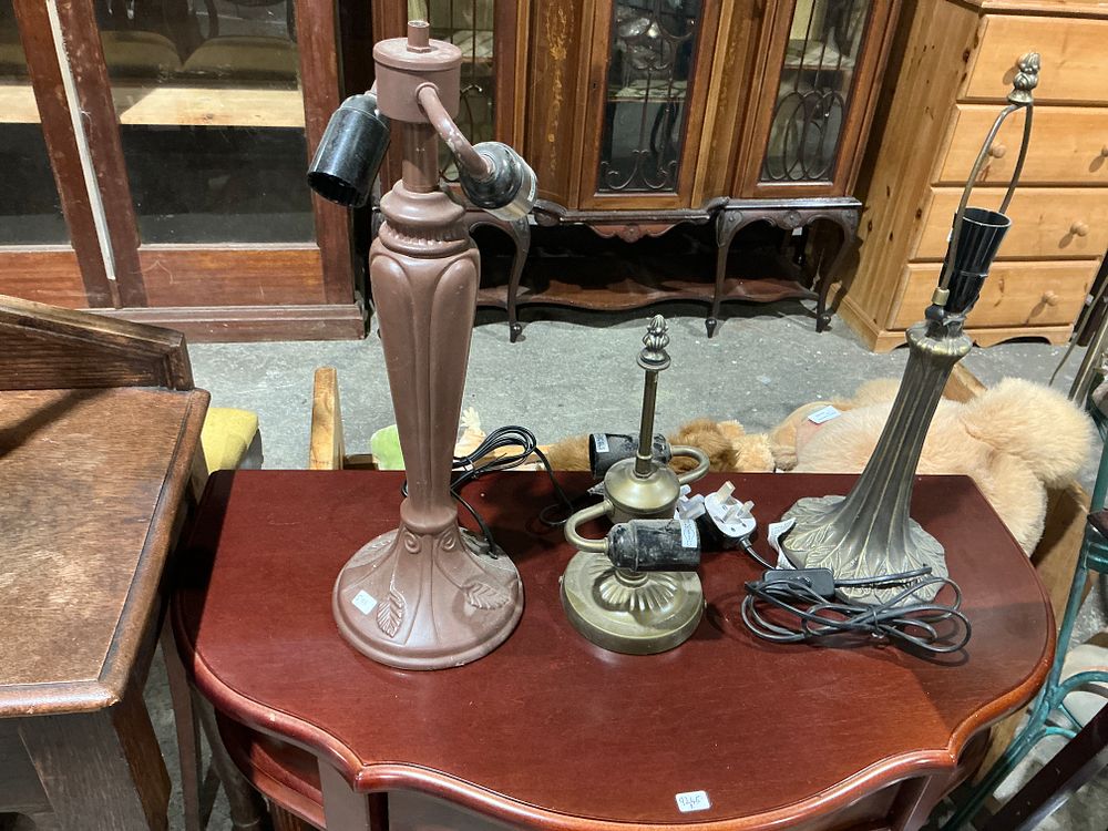 Lot 259: Three American Style Cast Metal and Composite Table Lamp Bases