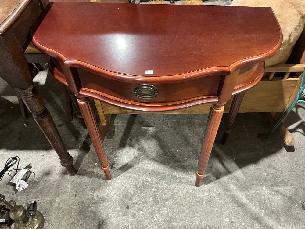 Lot 260: Bombay Company Federal Style Demi Lune Console Table