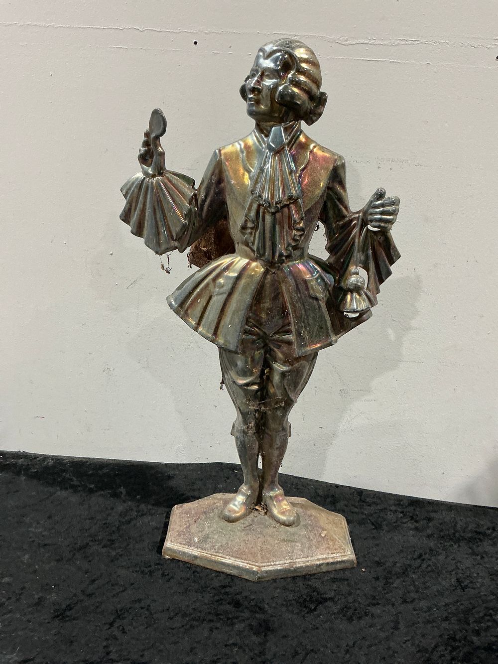 Lot 268: A Plated Cast Metal Figurine Depicting an 18th Century Style Dandy fire companion