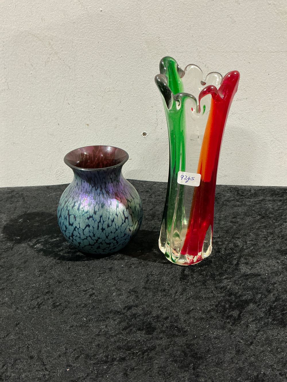 Lot 276: A Pair of Okra and Murano Style Hand Blown Art Glass Vases