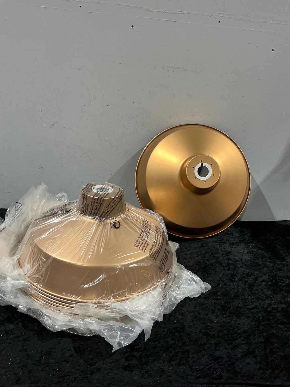 Lot 304: A Collection of 10 Modern Industrial Metal Pendant Light Shades, Copper Tone