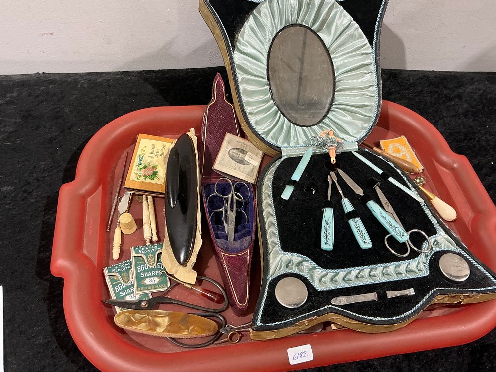 Lot 349: A Collection of Twenty-Nine Late Victorian and Edwardian Celluloid Manicure and Sewing Accessories