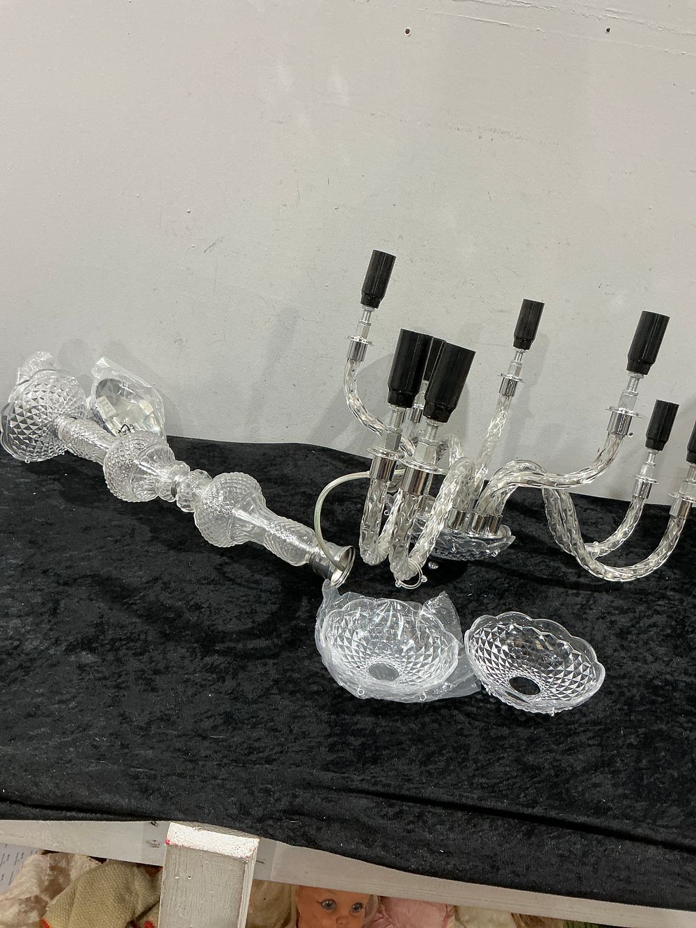 Lot 365: Two assembled Crystal and Chrome Chandelier Components Venetian Style
