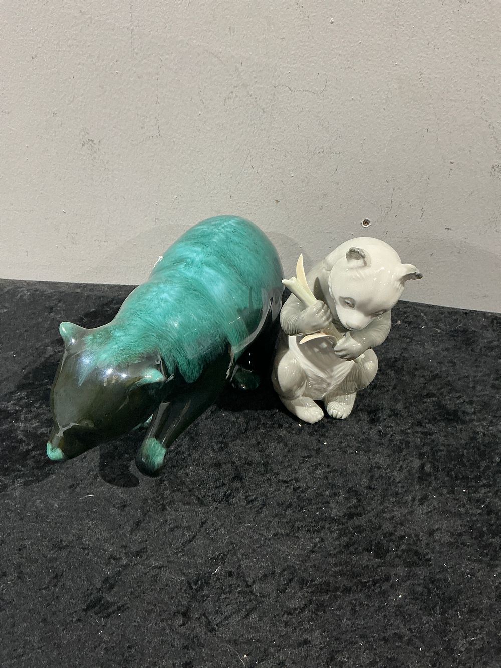 Lot 446: A Pair of Ceramic Bear Figurines, Including Blue Mountain Pottery Style Drip Glaze Bear