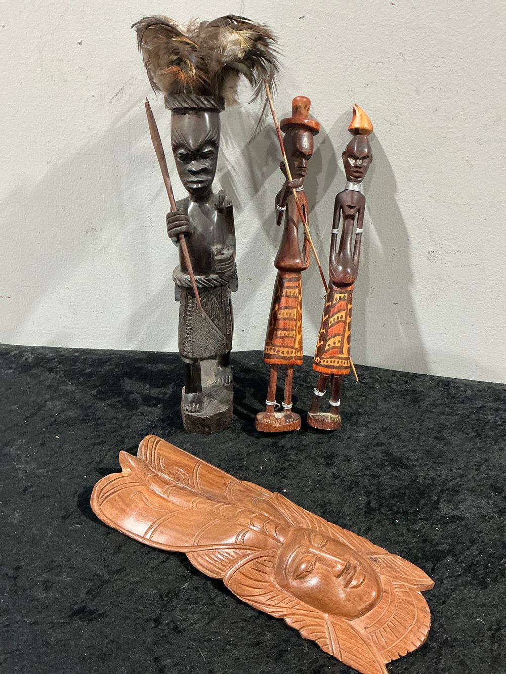 Lot 449: A Collection of 4 Hand-Carved Wooden Tribal and Spirit Art Objects