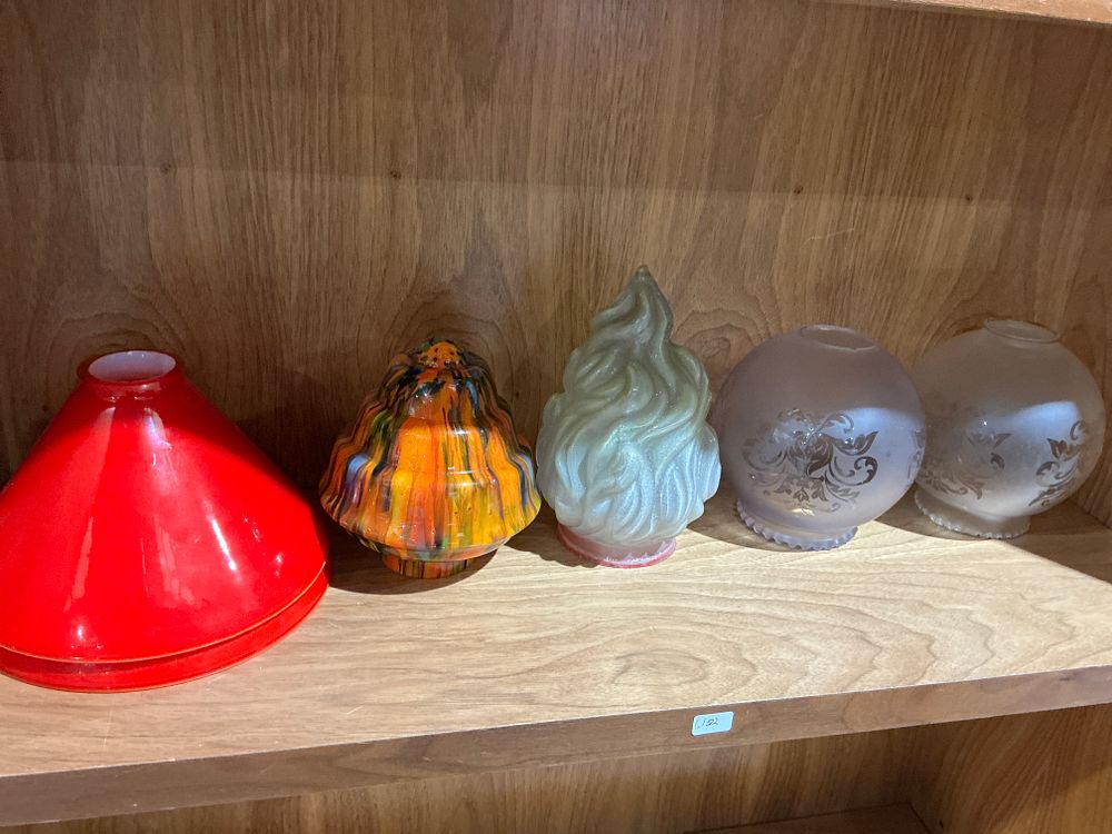 Lot 152: A Collection of Vianne Cased Red and Assorted Glass Lamp Shades