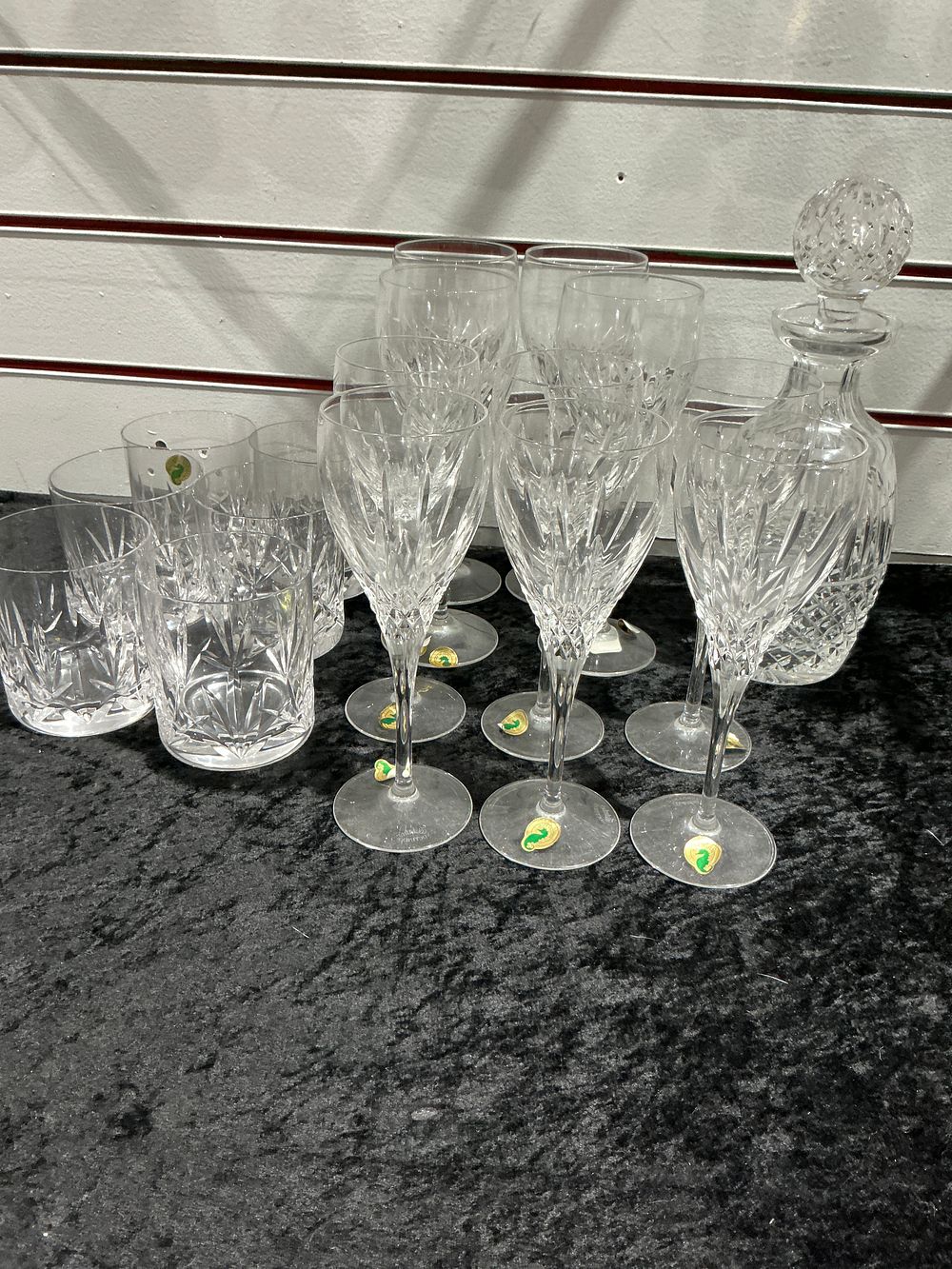 Lot 177: A Collection of Waterford Crystal Lismore Glasses and Decanter