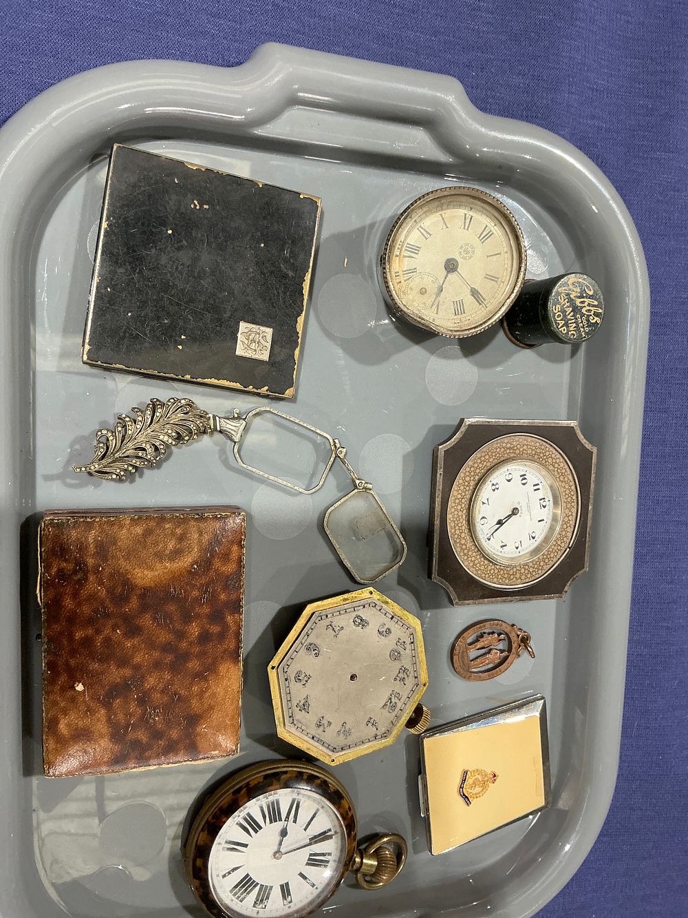 Lot 232: A Collection of Pocket Watch and Clock Spares and Repairs including Personal Effects