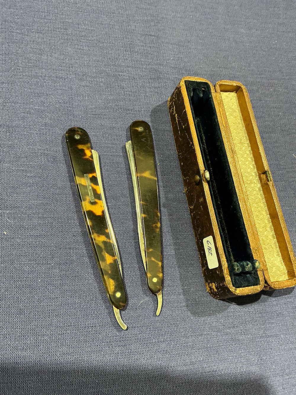 Lot 239: A Pair of French Straight Razors in a Fitted Case