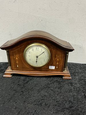 Unidentified, Mahogany Tambour Mantel Clock, Edwardian. This Edwardian mahogany-veneered tambour 