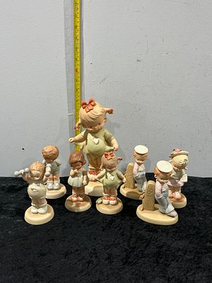 Enesco, Memories of Yesterday Figurines by Mabel Lucie Attwell. A collection of seven vintage 