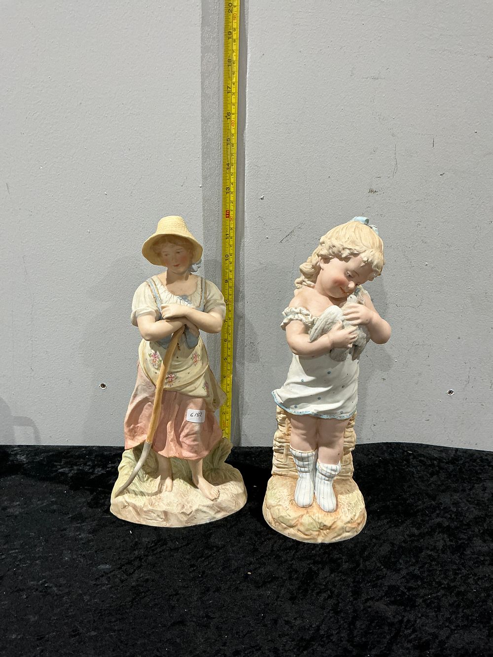 Lot 161: Unmarked German Style, Pair of Bisque Porcelain Pastoral Figurines