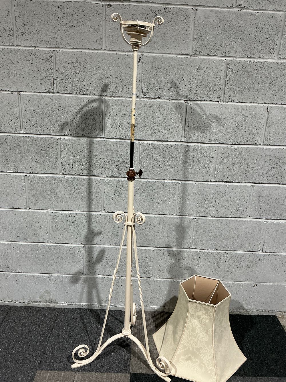 Lot 180: Early 20th Century Painted Wrought Iron Adjustable Floor Lamp