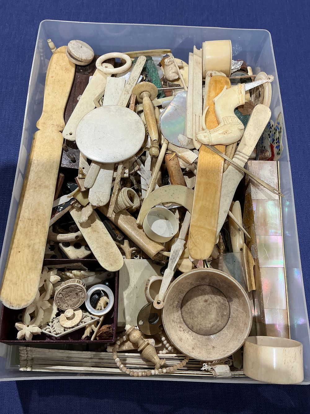 Lot 196: Unsigned, Large Collection of Antique Bone and Shell Spares and Repairs, Victorian and Later