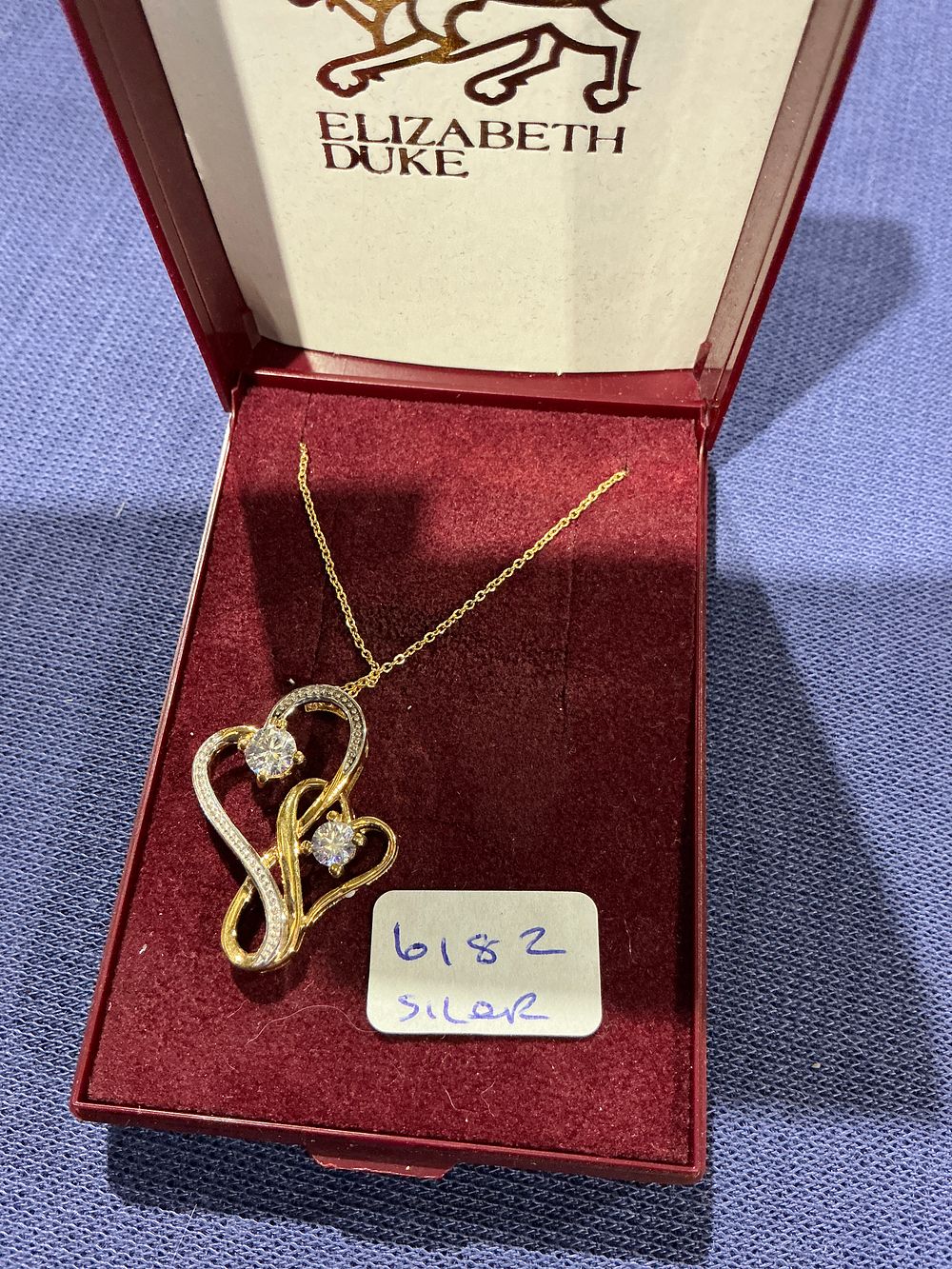 Lot 252: Silver Gilt, Pendant Necklace, Double Heart Motif