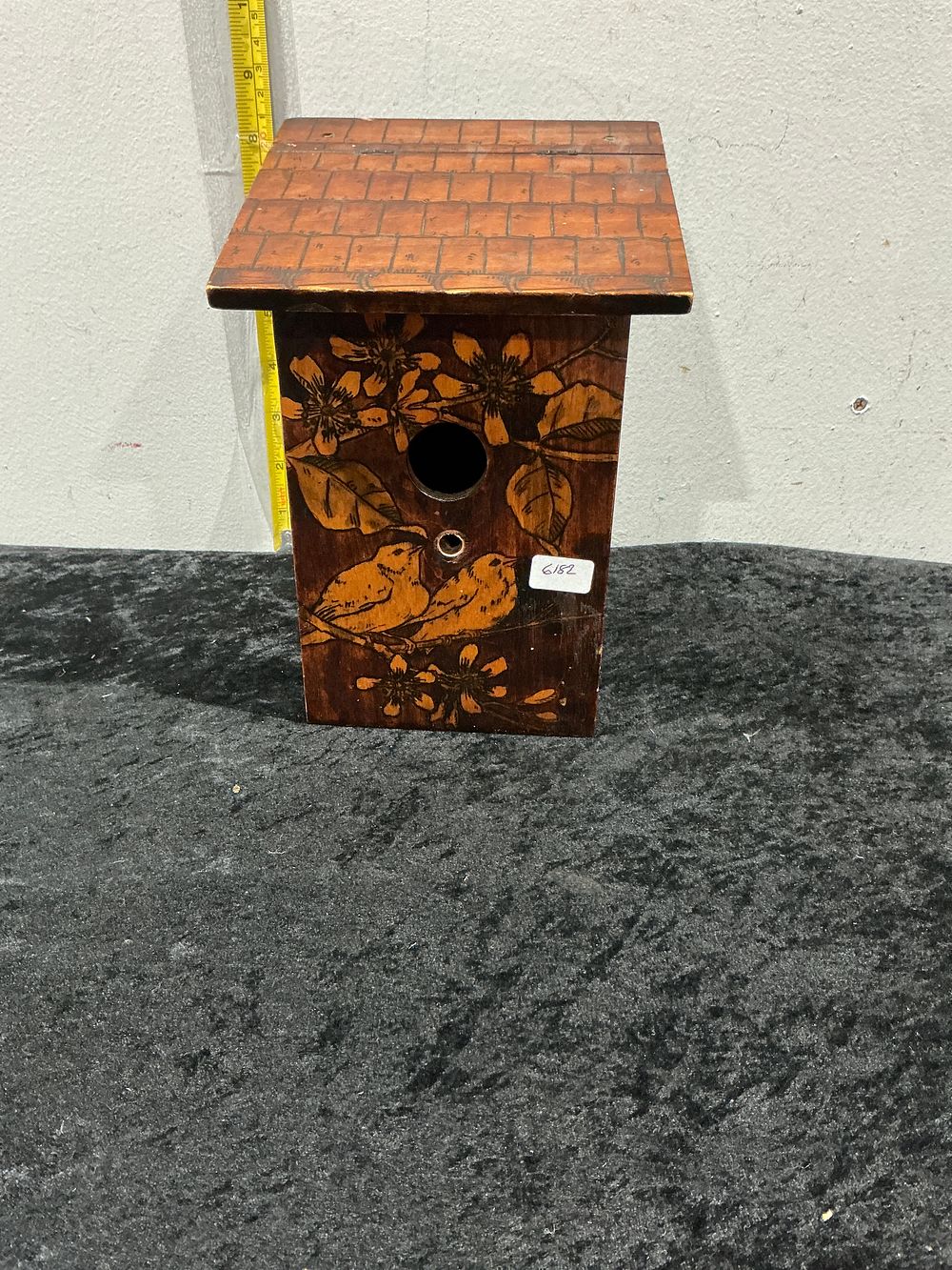 Lot 253: Glitzhome Rustic Folk-Art Style Wooden Birdhouse with Pyrography Motifs