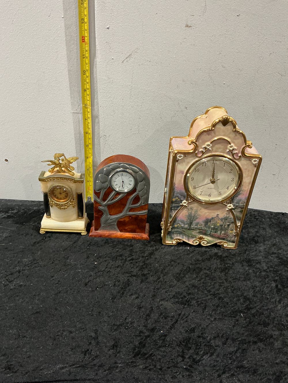 Lot 276: A Collection of Three Decorative Mantel and Desk Clocks, including Thomas Kinkade for The Bradford Exchange