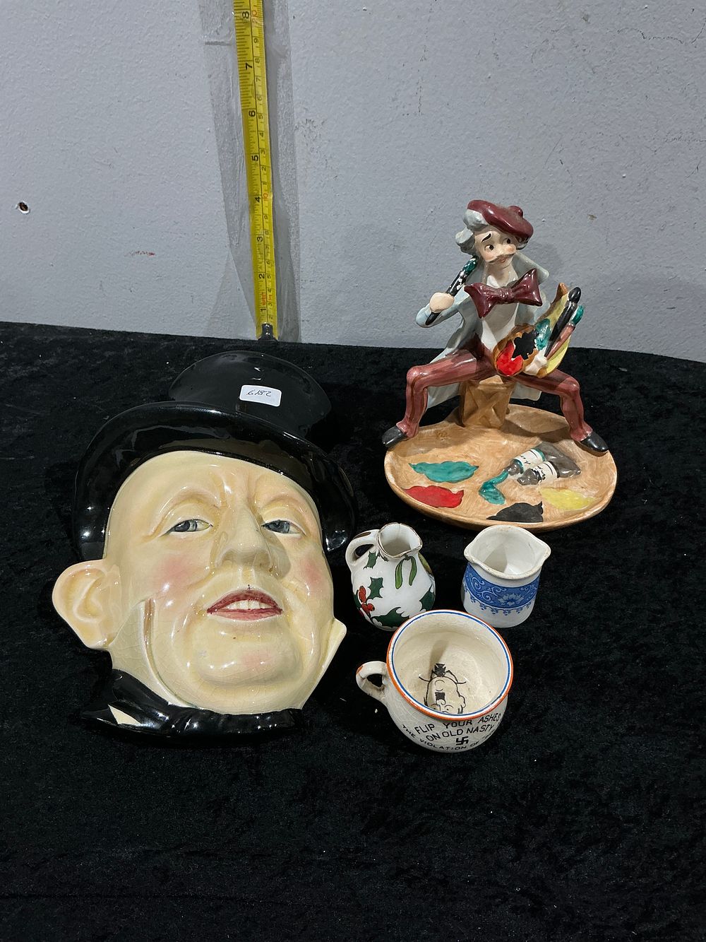 Lot 283: A Collection of Mid-20th Century Decorative Ceramics including a Sarreguemines Majolica Wall Mask and WWII Propaganda Novelty Ware
Category: Ceramics