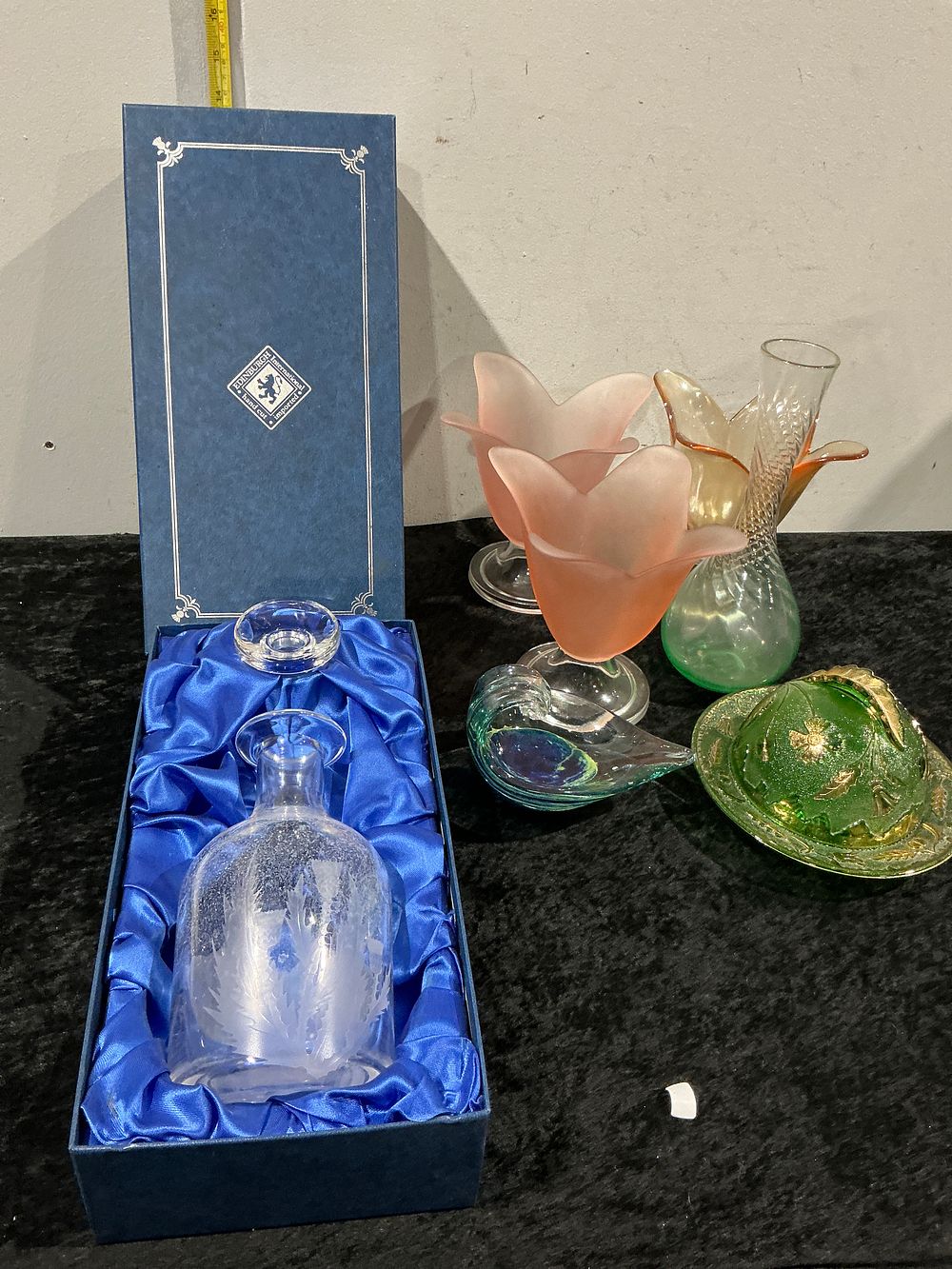 Lot 302: A Collection of Decorative Glassware Including an Edinburgh Crystal Decanter and Assorted Art Glass
Category: Cut Glass & Crystal