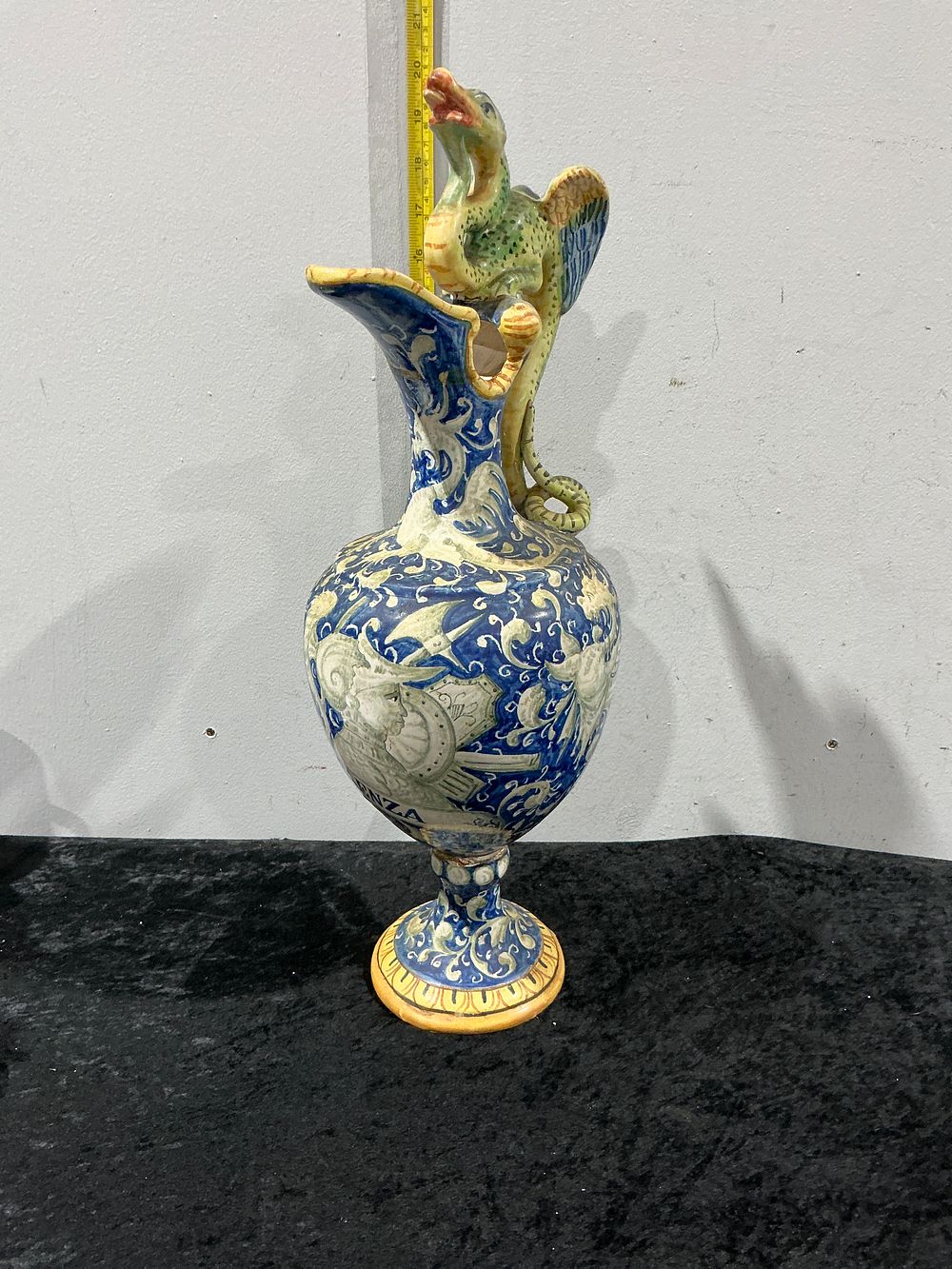 Lot 304: Large Italian Renaissance Revival Maiolica Ewer, Inscribed Faenza, 19th Century restoration needed see images
Category: Ceramics