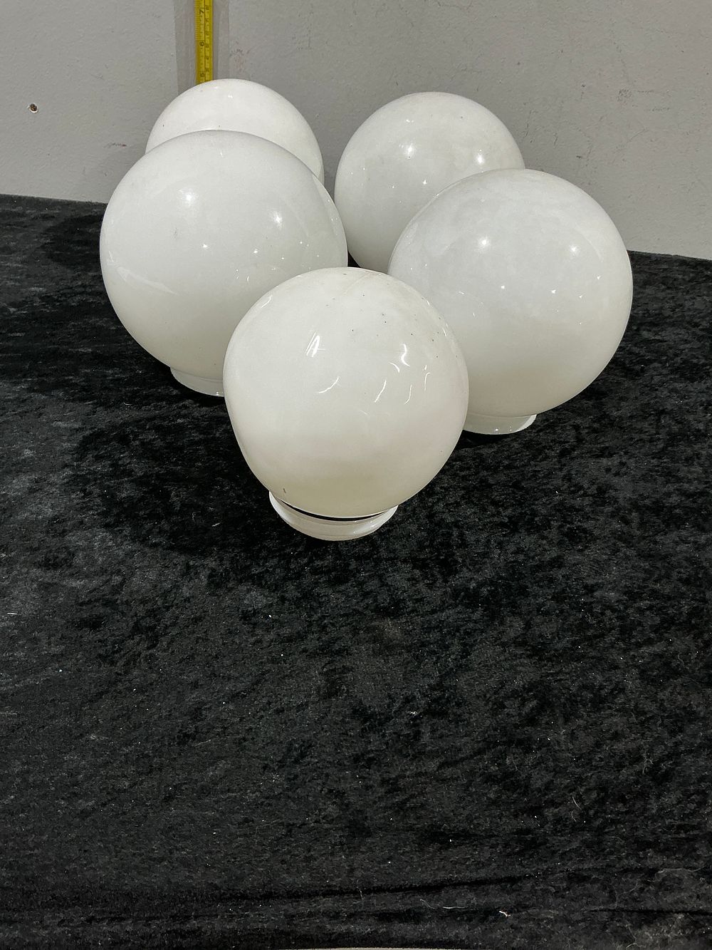 Lot 328: Collection of Five Mid-Century Modern Style White Milk Glass Globe Light Shades