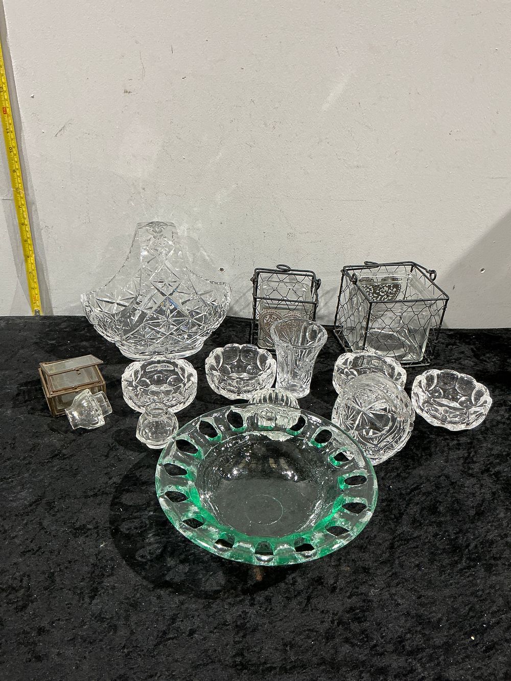 Lot 375: A Collection of 20th Century Cut and Pressed Glass Tableware Including a Pierced Rim Bowl and a Crystal Basket