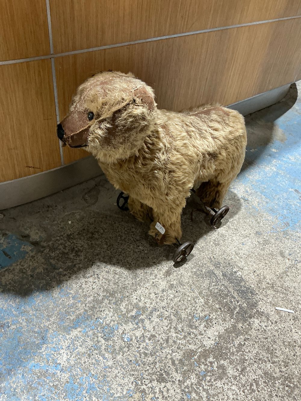 Lot 390: Unattributed German Style, Pull-Along Mohair Bear on Wheels, Cast Iron and Mohair, Early 20th Century