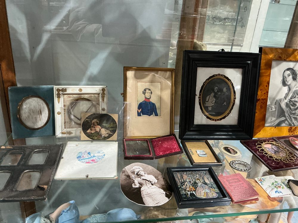 Lot 400: Anonymous, Collection of Antique Portraiture and Decorative Frames, Mixed Materials including Bird's Eye Maple and Gilt-Metal