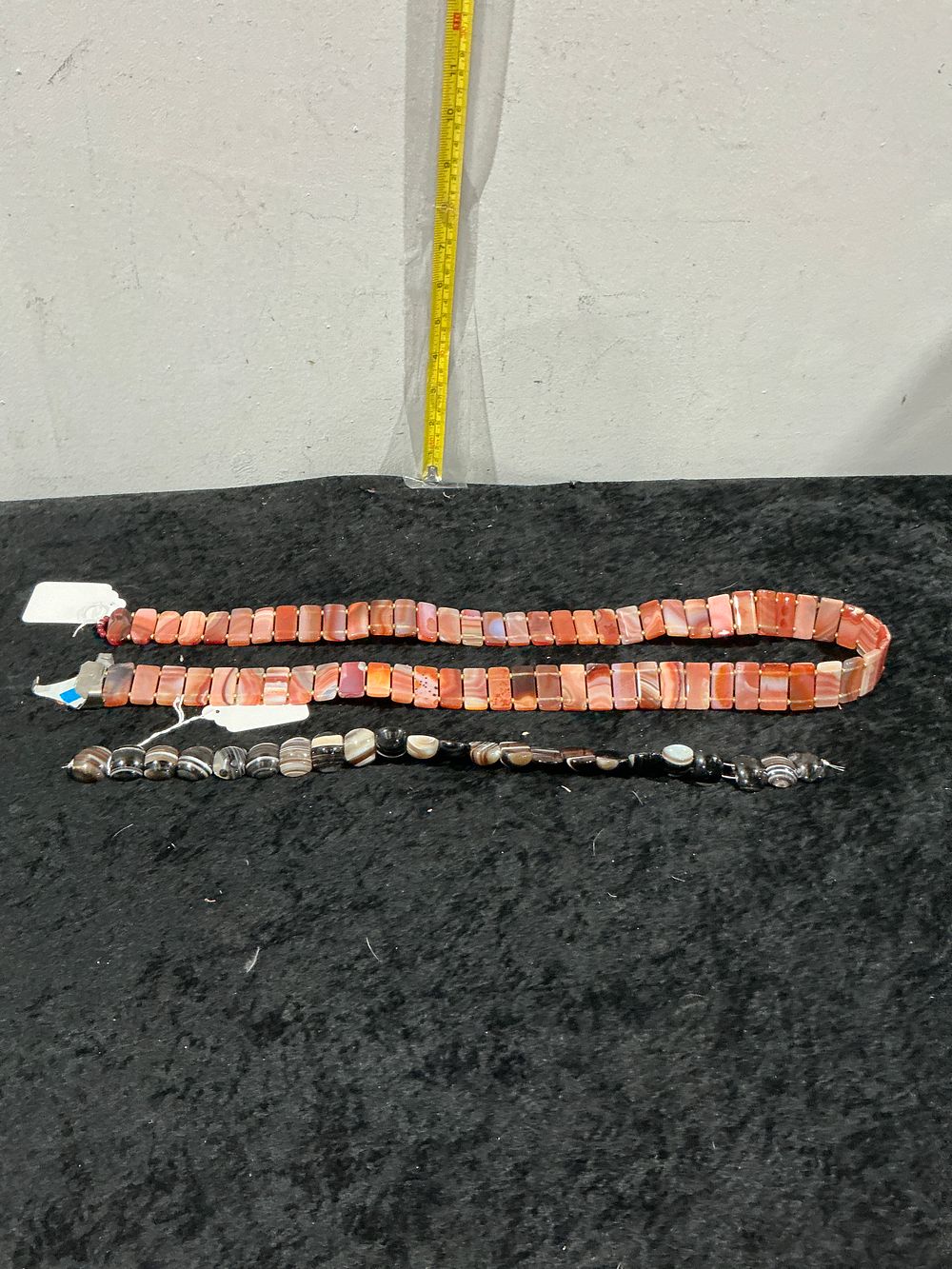 Lot 343: Silver-Toned Metal and Banded Agate Bead Necklace Collection