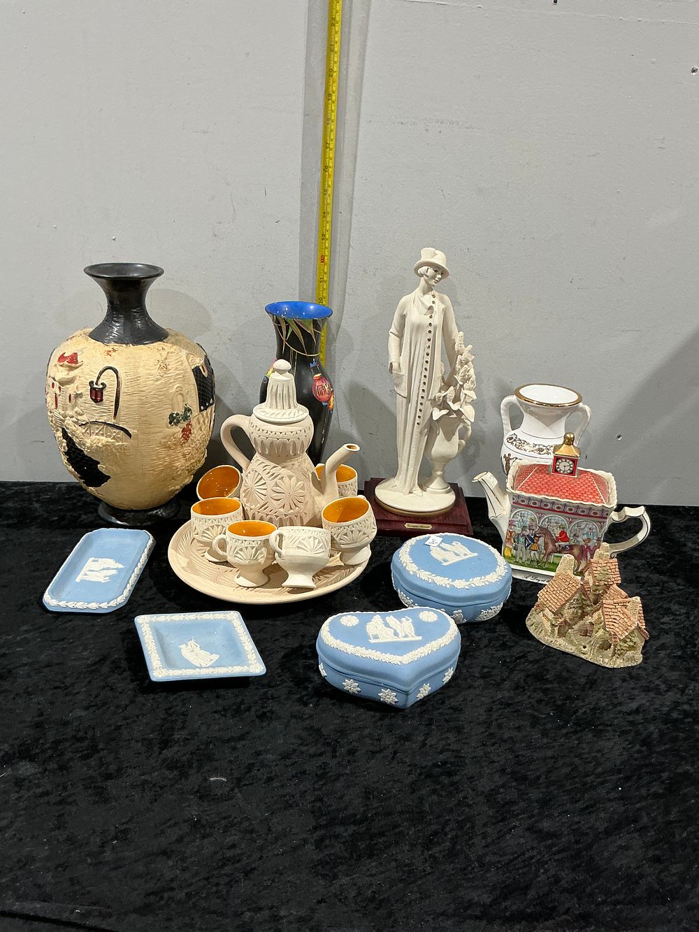 Lot 424: A Mixed Collection of Decorative Ceramics and Porcelain including Jasperware and Handmade Pottery
