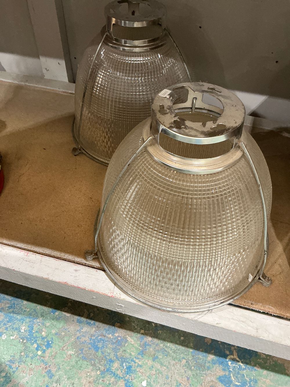 Lot 341: A Pair of Holophane Style Industrial Pendant Light Fixtures, Mid-20th Century