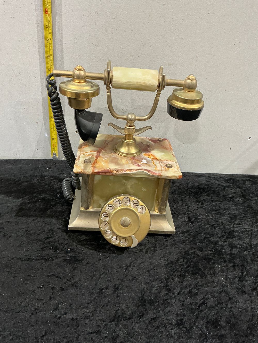 Lot 379: Telart Viareggio Italian Onyx and Brass-Plated Decorative Rotary Telephone, Mid-20th Century