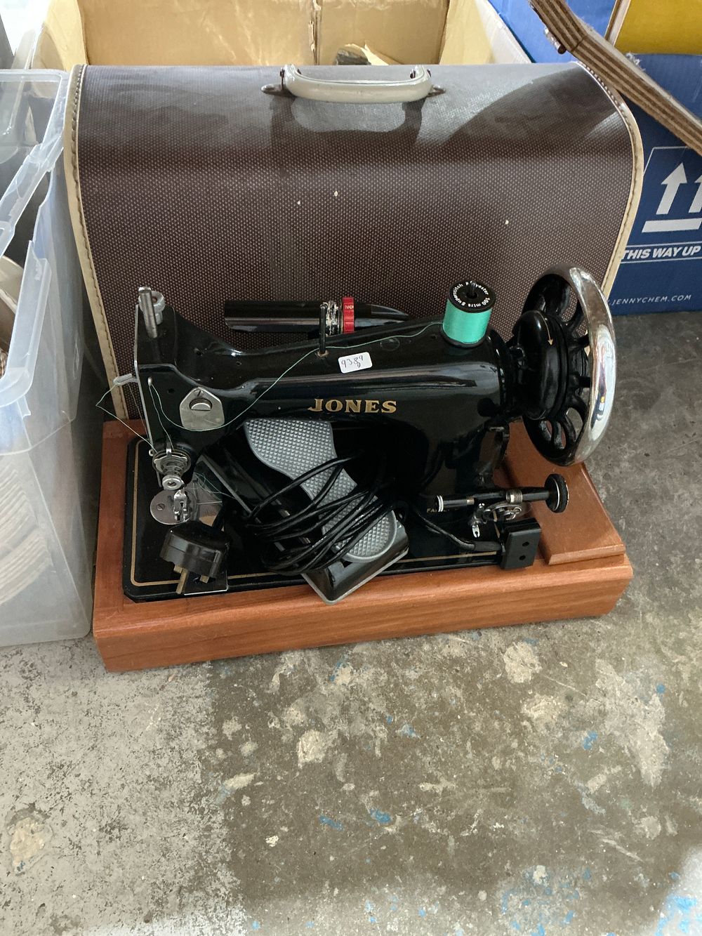 Lot 413: Jones Electric Portable Sewing Machine with Original Carrying Case, circa 1950s