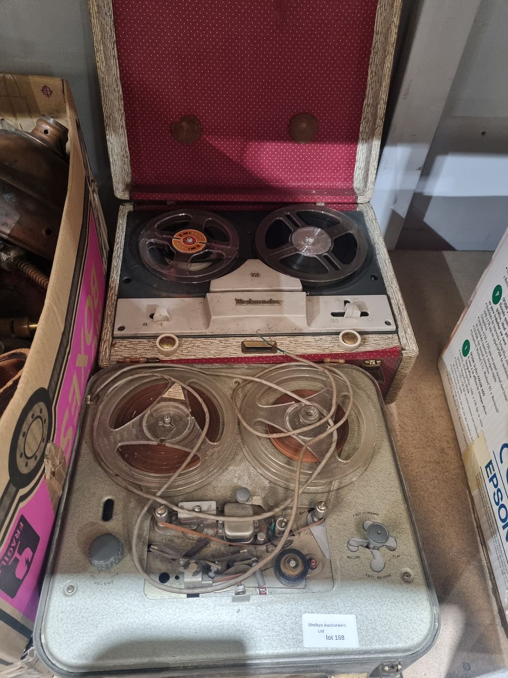 Lot 168: Two vintage portable reel-to-reel tape recorders including a Mastertone BSR model