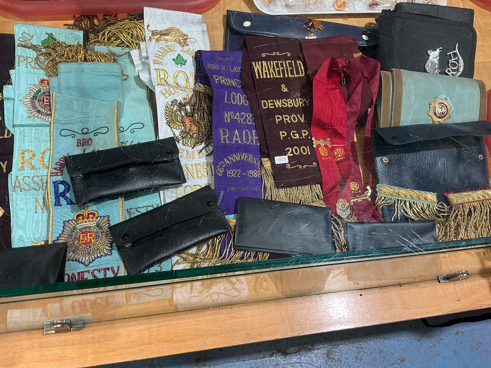 Lot 228: A Collection of Royal Antediluvian Order of Buffaloes Fraternal Regalia and Storage Pouches