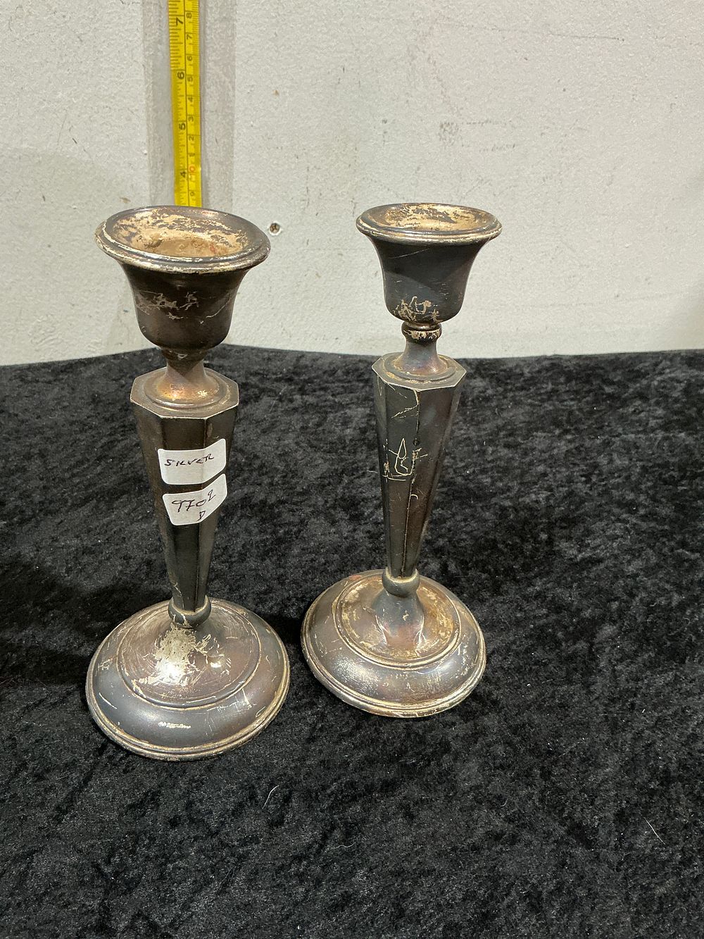 Lot 245: A Pair of German 800 Grade Silver Candle Sticks