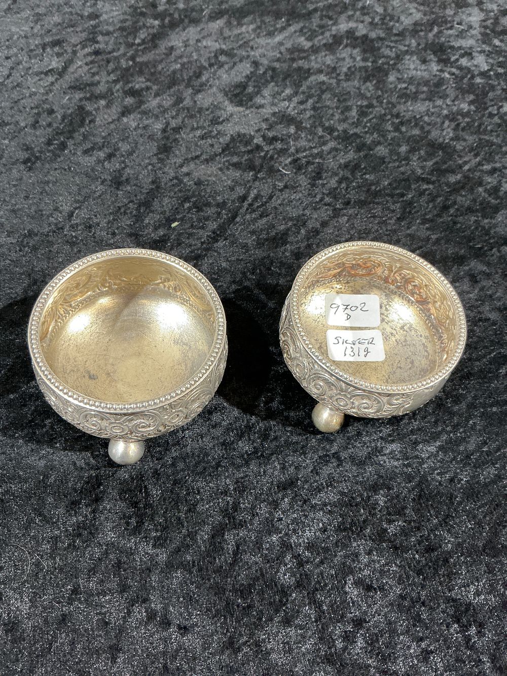 Lot 301: A Pair of Atkin Brothers Silver Salt Cellars