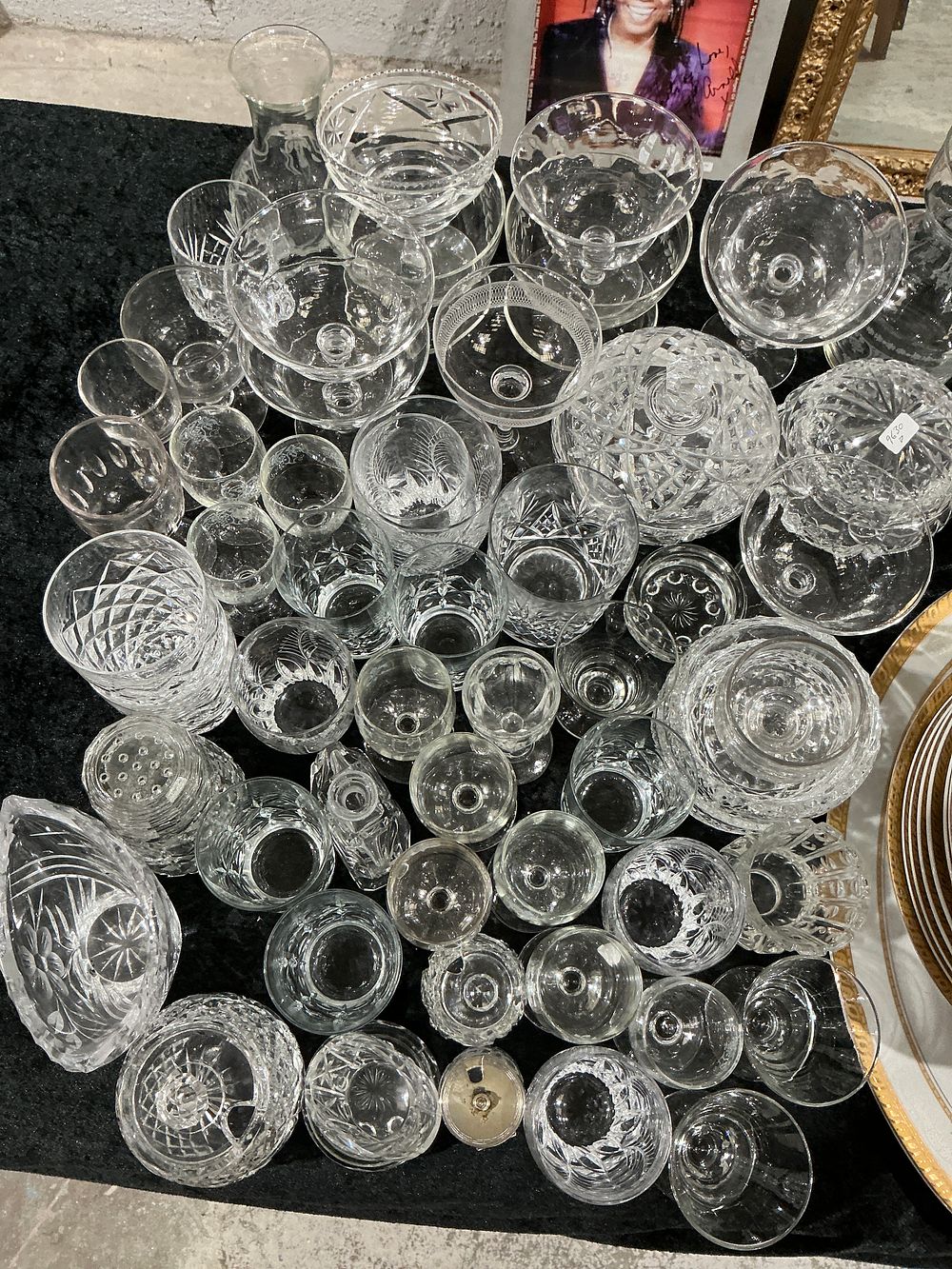 Lot 349: A Large Collection of Approximately 45-50 Pieces of Mixed Cut Glass and Crystal Stemware and Tableware