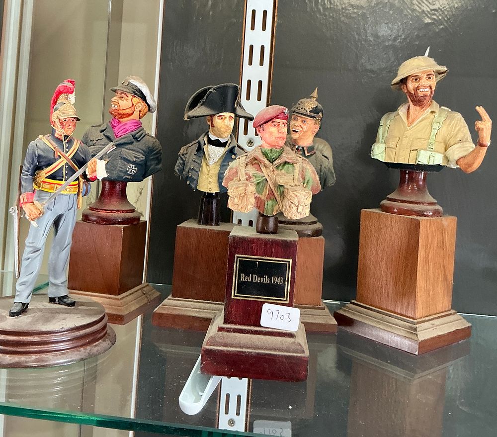 Lot 189: A Collection of Six Hand-Painted Military Model Busts and Figures