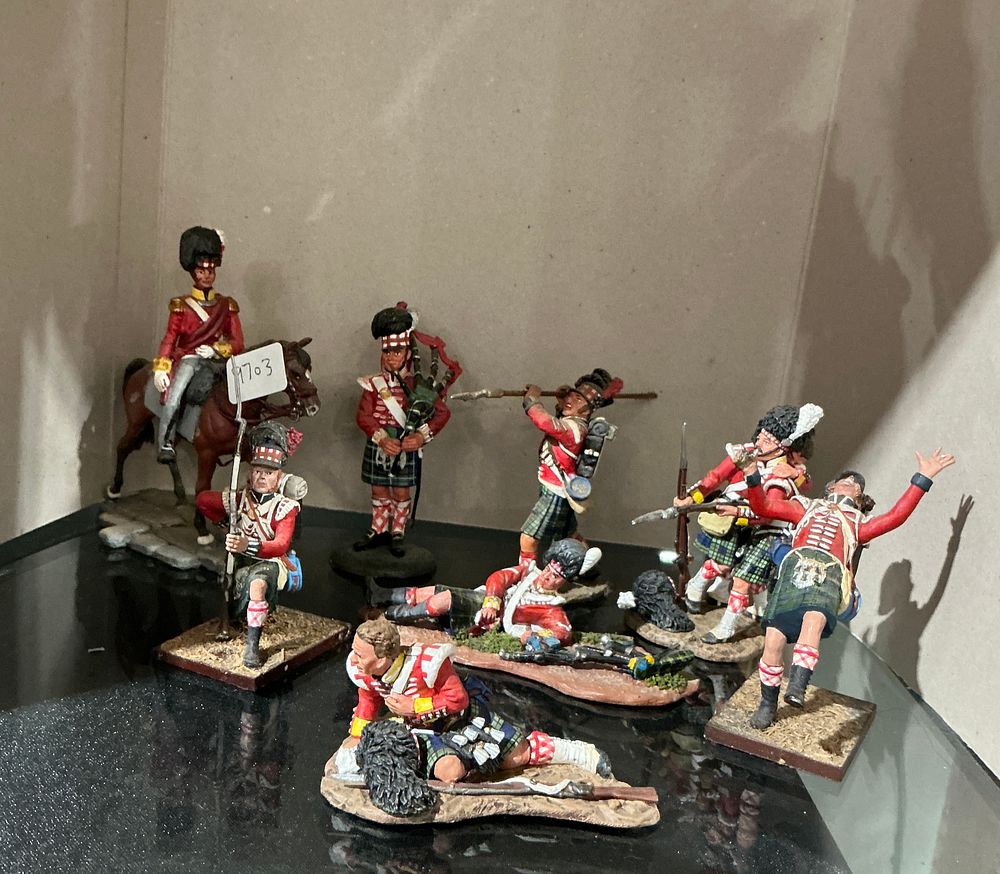 Lot 254: A Collection of Seven Hand-Painted Napoleonic British Highland Regiment Miniature Figures