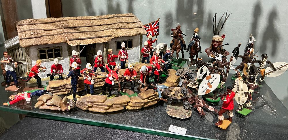 Lot 279: A Collection of Hand-Painted Toy Soldiers and Scenic Diorama Depicting the Battle of Rorke's Drift