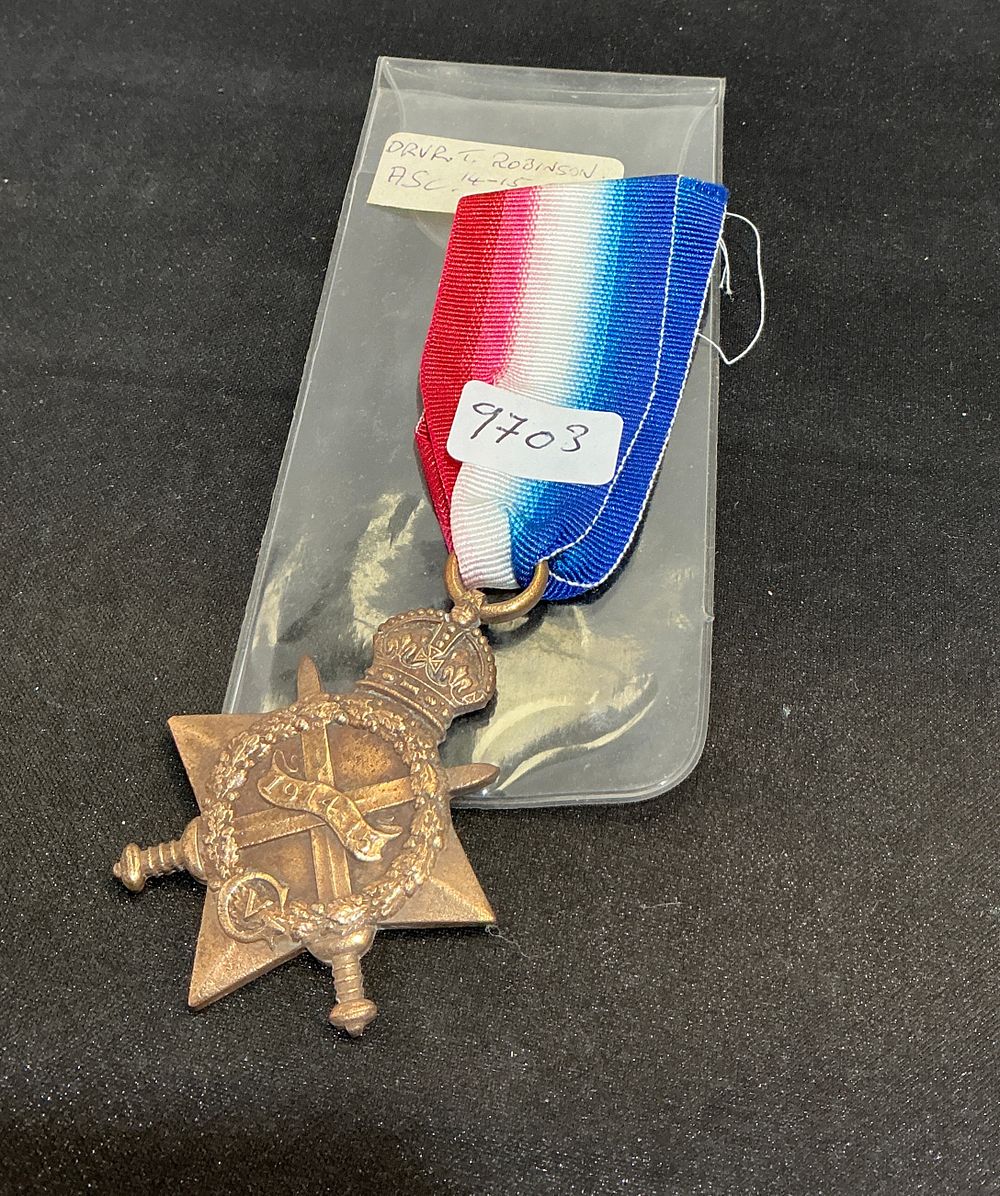 Lot 328: British First World War 1914-15 Star Named to Driver T. J. Robinson, Army Service Corps