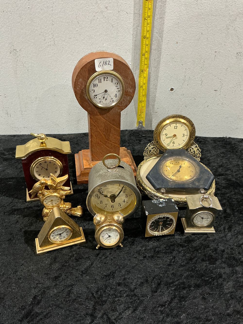 Lot 438: A Collection of Nine Assorted Desk and Mantel Clocks including Just Rojas and Times Swiss