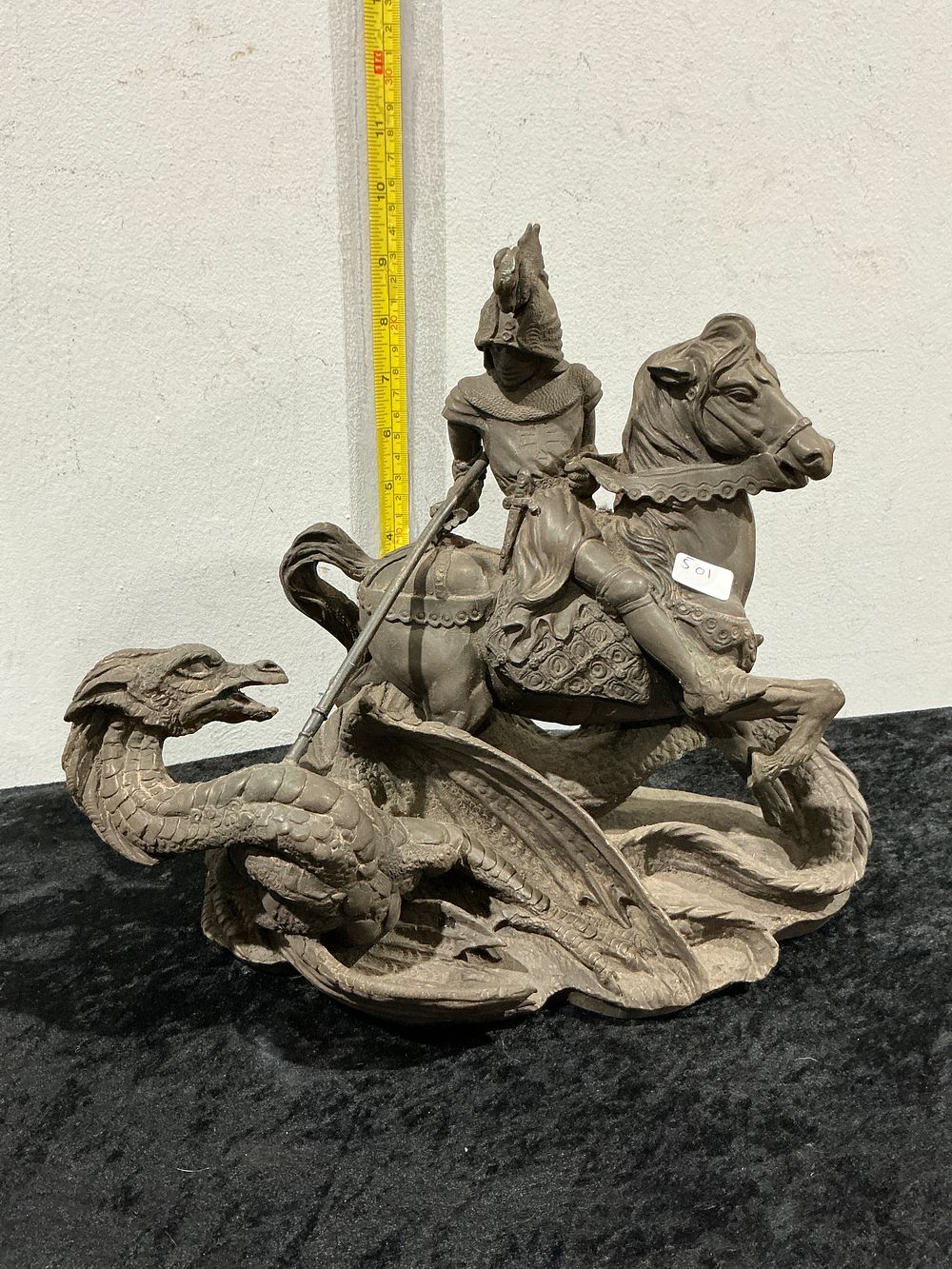 Lot 448: A Large Patinated Resin Figure of St George and the Dragon