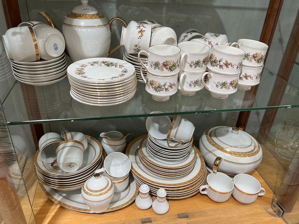 Lot 235: A Collection of Royal Tuscan and Autumnal Leaf Pattern English Fine Bone China Tableware