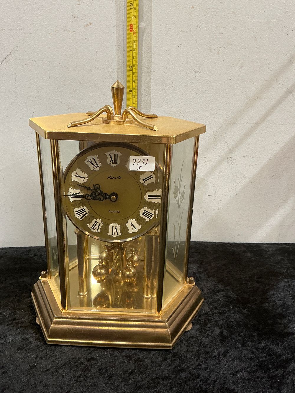 Lot 276: Kundo Hexagonal Brass Cased Quartz Mantel Clock