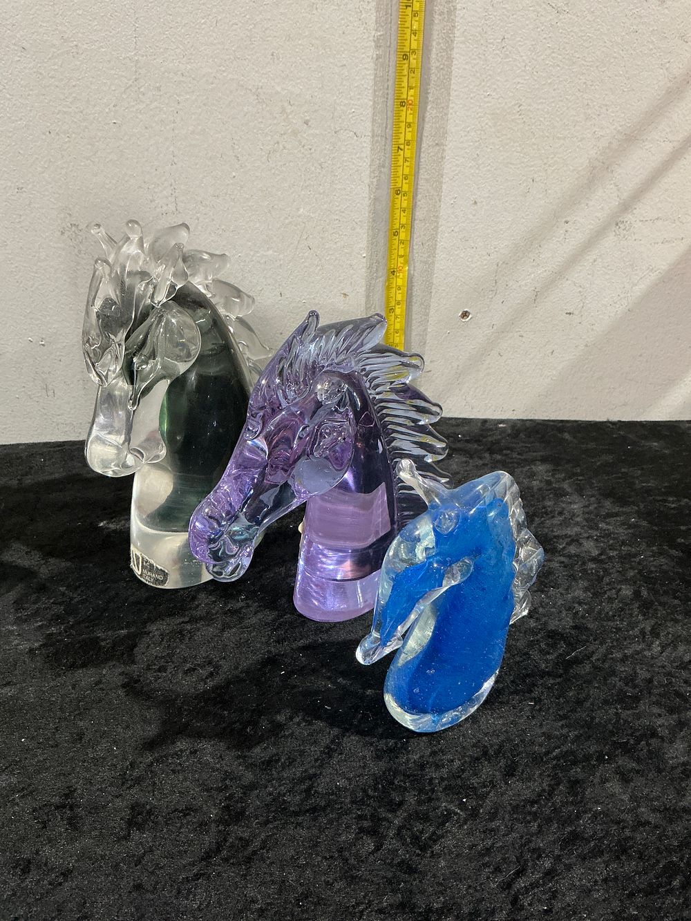 Lot 297: A Trio of Murano Art Glass Horse Head Figurines