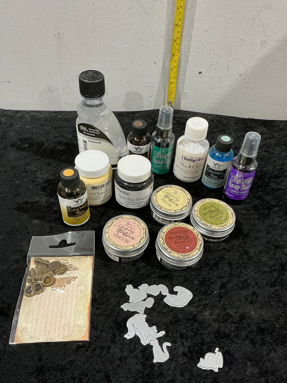 Lot 230: An Assortment of Mixed Media Art and Craft Supplies Including IndigoBlu, Finnabair, and Winsor & Newton