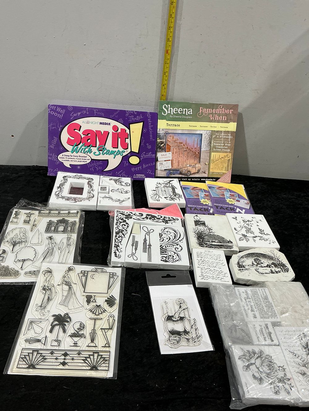 Lot 255: A Collection of Assorted Rubber and Polymer Craft Stamps and Supplies including Sheena Douglass and All Night Media